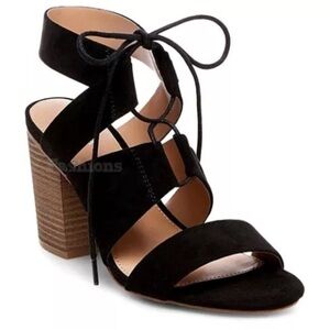 Merona Harriet Black Ghillie Lace Heels Pumps Sandals Women sz 5.5 NEW with tags
